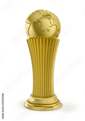 Trophy with ball in 3d render realistic