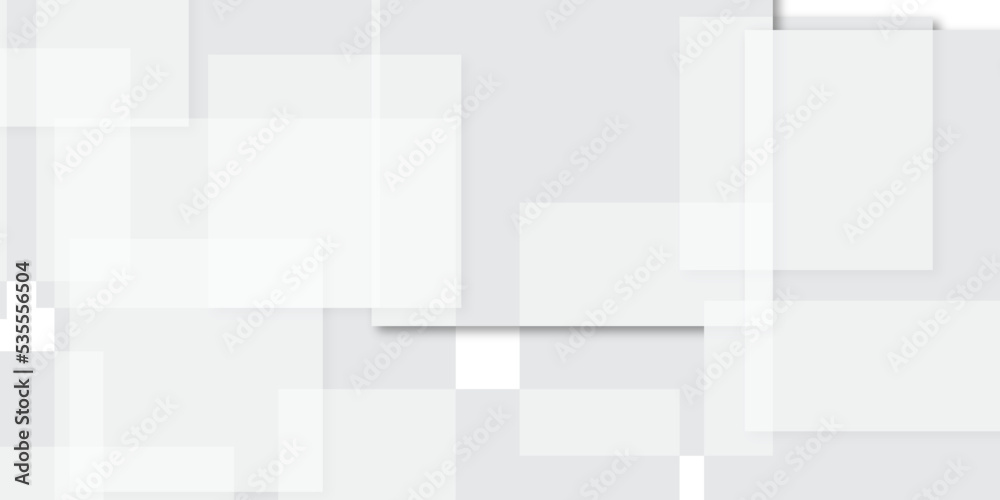 Abstract white and grey geometric overlapping square pattern, design of technology background with shadow. Vector illustration. You can use for add, poster, design artwork, template, banner, wallpaper Abstract white and grey geometric overlapping square pattern, design of technology background with shadow. Vector illustration. You can use for add, poster, design artwork, template, banner, wallpaper