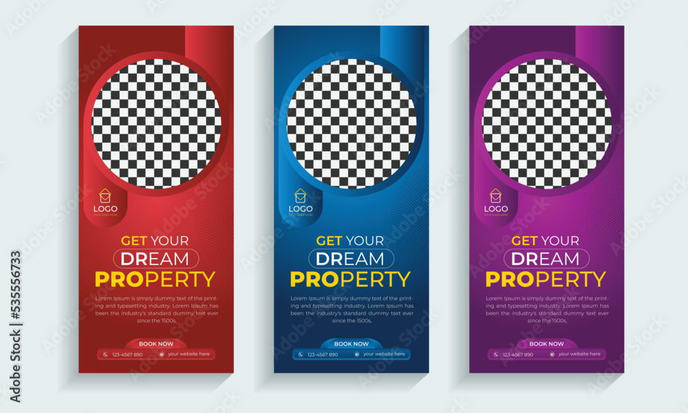 Real Estate rollup banner or cover design template, Vertical