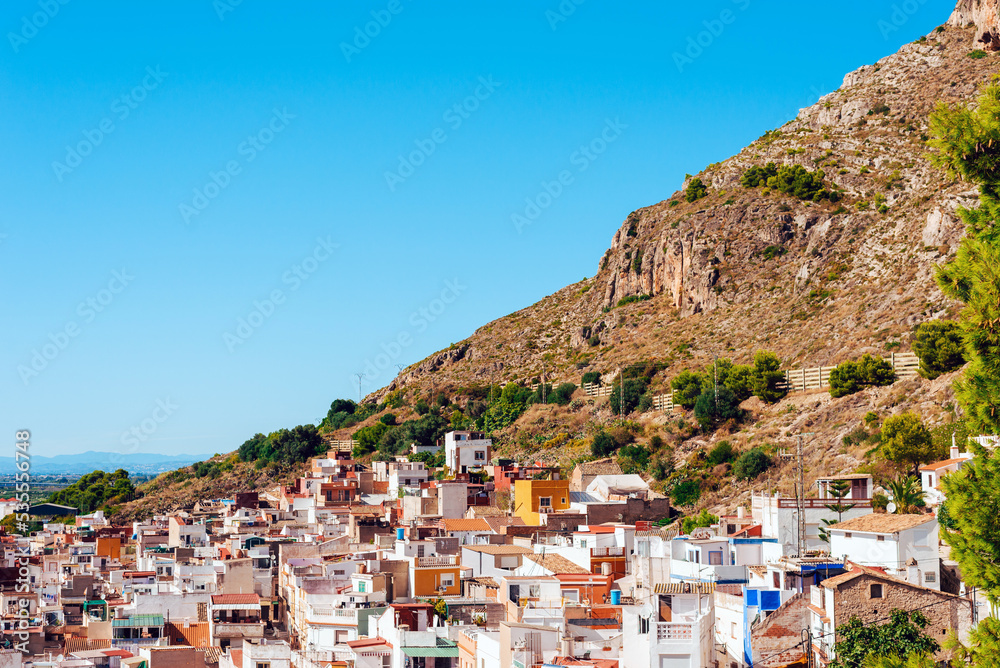 Beautiful landscape with a view on a part of town under the hill