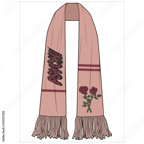 WINTER WEAR UNISEX SCARF MUFFLER WITH PRINT AND PATTERN VECTOR SKETCH