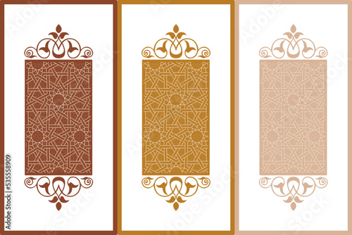 Floral frame with Arabic Islamic and Geometric arabesque style with seamless border. Elegant vector background for invitations and greeting cards...