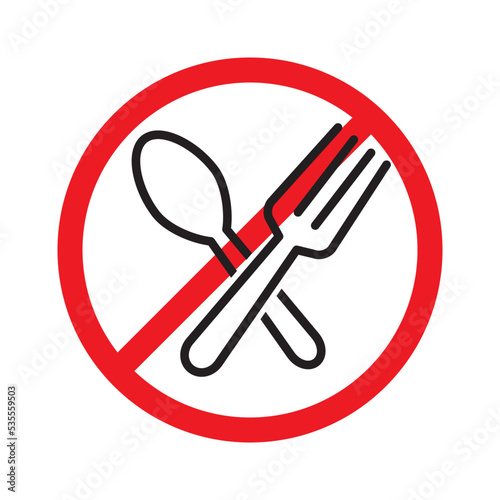 No Spoon and Fork Icon Vector Illustration Design