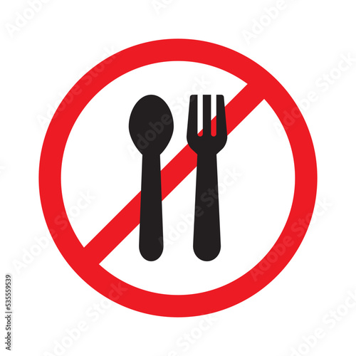 No Spoon and Fork Icon Vector Illustration Design