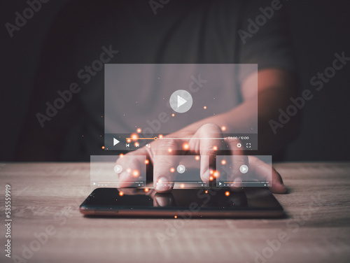 Man hand touching smart phone, Social media and digital online concept, playing social media. chatting application and social network app. Social media application chat box icon