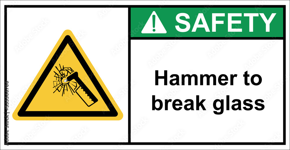 Warning for glass smashing storage areas.,Sign safety Warning for glass smashing storage areas.,Sign safety