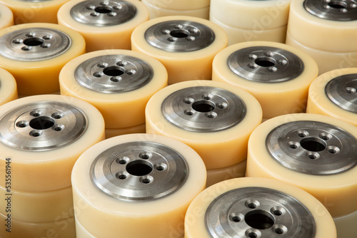 Photos Polyurethane forklift, reach truck wheels, stacker wheels for warehouse and indo