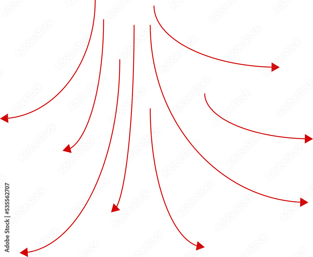 Red arrow shapes, pointing in different direction. Isolated png illustration, transparent background. Asset for overlay, montage, collage or presentation.. Business concept. Red arrow shapes, pointing in different direction. Isolated png illustration, transparent background. Asset for overlay, montage, collage or presentation.. Business concept.