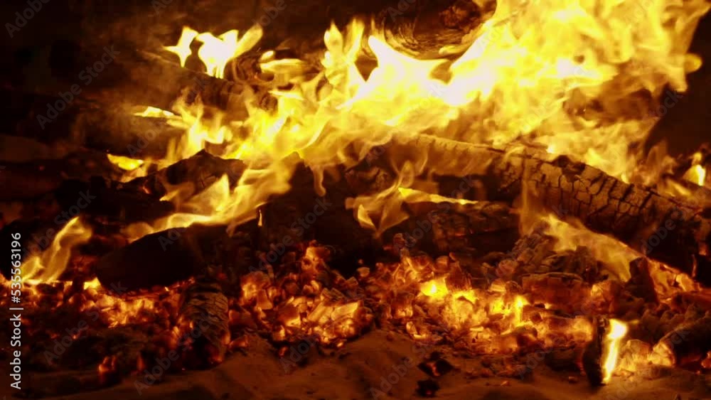 bonfire close-up in slow motion bonfire close-up in slow motion