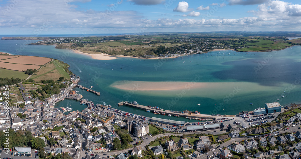 Aerial view of Padstow on The Camel Estuary in Cornwall