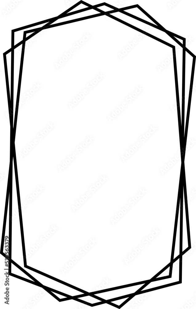 Art deco frame. Black line polygon border Art deco frame. Black line polygon border