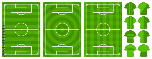 Football graphic for soccer starting lineup squad, Football starting XI, Soccer line up, football field with 3 grass texture and tshirt jersey vector