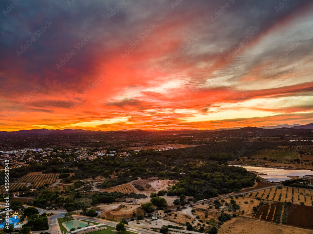 Sunset in Sa Coma, Mallorca from Drone
Spain