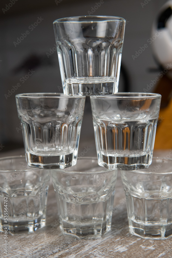 transparent glasses for alcohol mini bar in the form of a soccer ball transparent glasses for alcohol mini bar in the form of a soccer ball