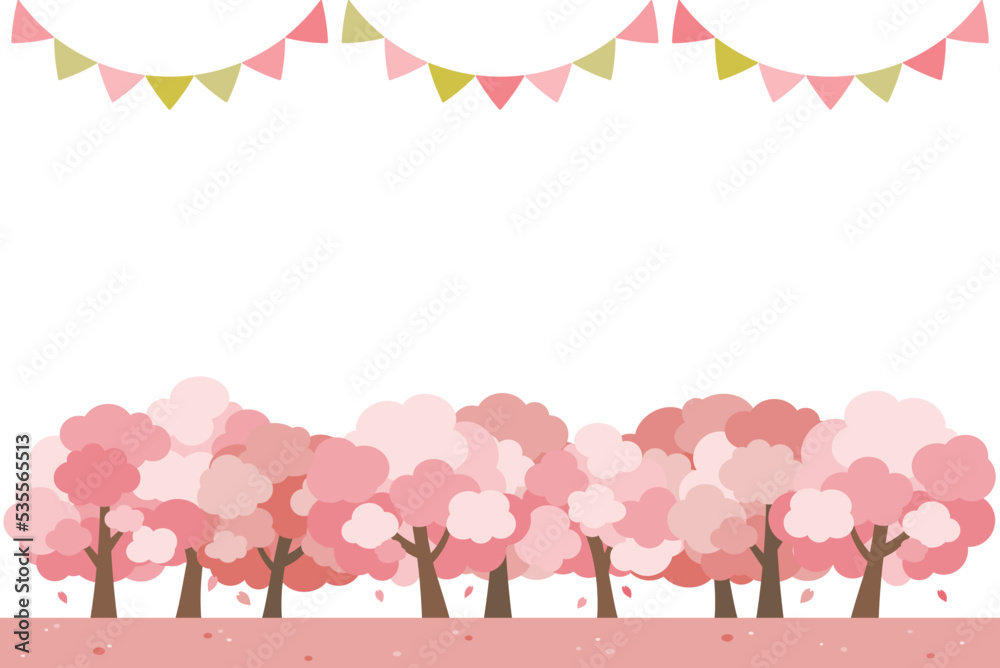 背景イラスト_桜並木 背景イラスト_桜並木