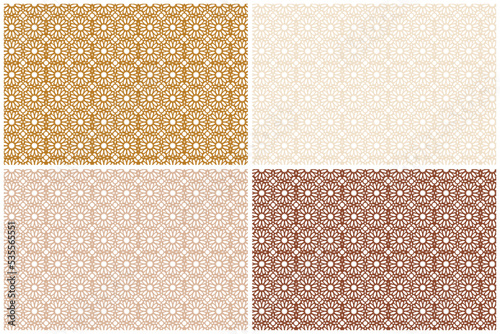 Set of seamless Islamic patterns. Ethnic geometric backgrounds in the style of arabic islamic ornament. Islamic Persian Motife Elements. photo