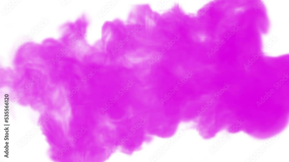 Vertical video of pink ink drop into water on white isolated background slow motion animation