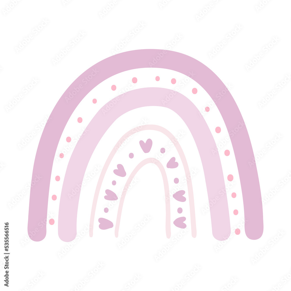 Hand drawn cute cartoon rainbow. Vector illustration of modern scandinavian rainbow, kids design element for poster, fabric print, card, kids apparel Hand drawn cute cartoon rainbow. Vector illustration of modern scandinavian rainbow, kids design element for poster, fabric print, card, kids apparel