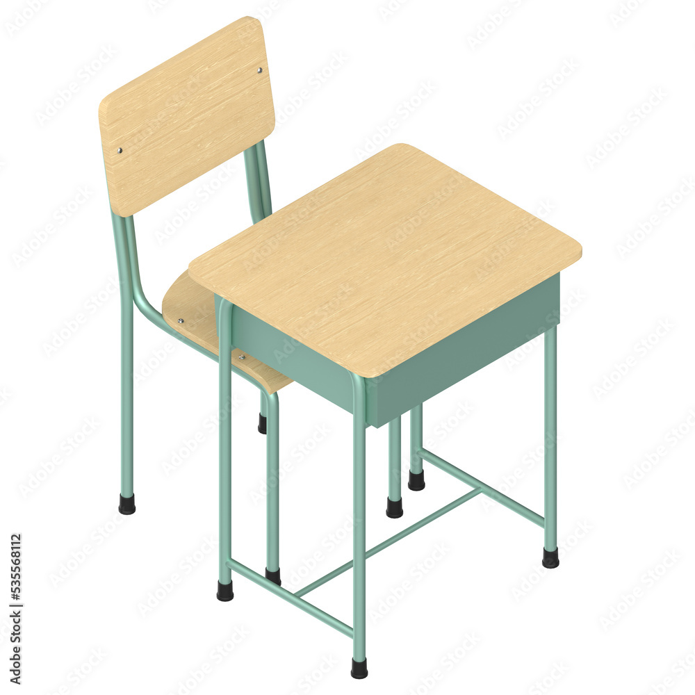 3d rendering illustration of a school desk and a chair 3d rendering illustration of a school desk and a chair