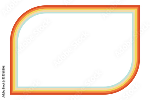 70s style retro colors frame template. Stripes decorative border. Lines background with copy space. Vector illustration.