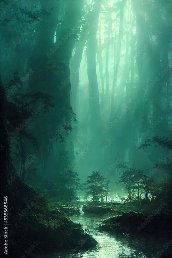 Obraz premium Green dark forest