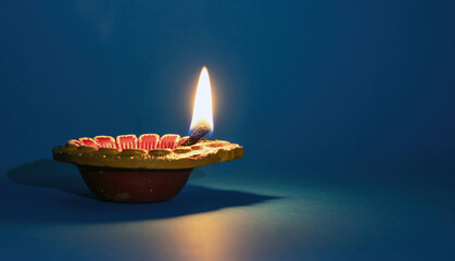 Diwali, Deepavali. Hindu Festival of lights celebration, India. Diya oil lamp