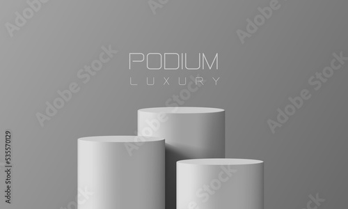 Abstract white podium empty room 3d shape design for product display presentation studio concept minimal wall scene vector © patthana