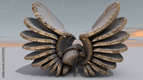 All about an eagle and the beauty of its wings. If turned into a mega structure this is how the eagle may look like with the grace of its wings spread. Visual complexity guaranteed.