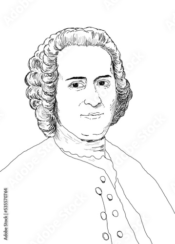 Illustration of French revolutionary and intellectual Jean-Jacques Rousseau photo