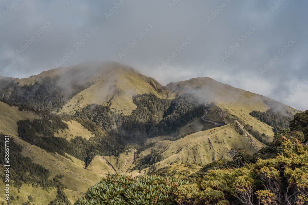 Landscape Vew Of Hehuanshan And Qilai Mountains On The Hehuan Shan East Peak Trail, Taroko National Park, Taiwan