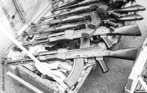 фотографія The car of the former USSR AK-47 while lying in a special container for transpor