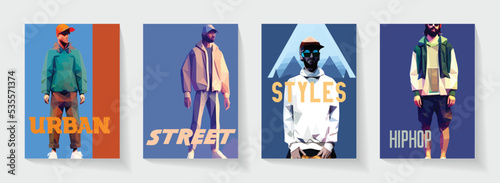 Fashion Apparel Poster and Illustration of Male Model in Abstract Style.