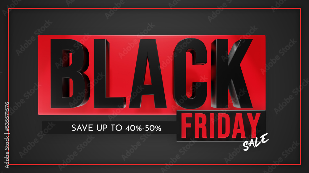 Fototapeta premium Black friday sale promo banner with 3d text style 