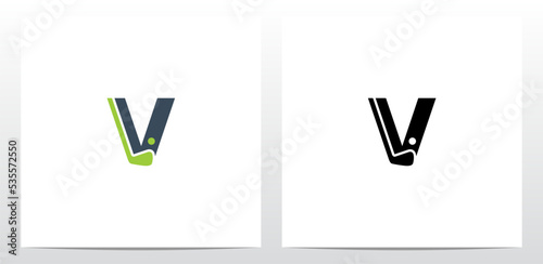 Golf Stick And Ball On Letter Logo Design V