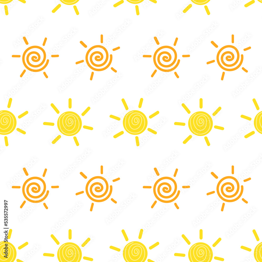 Vector pattern with yellow and orange suns Vector pattern with yellow and orange suns