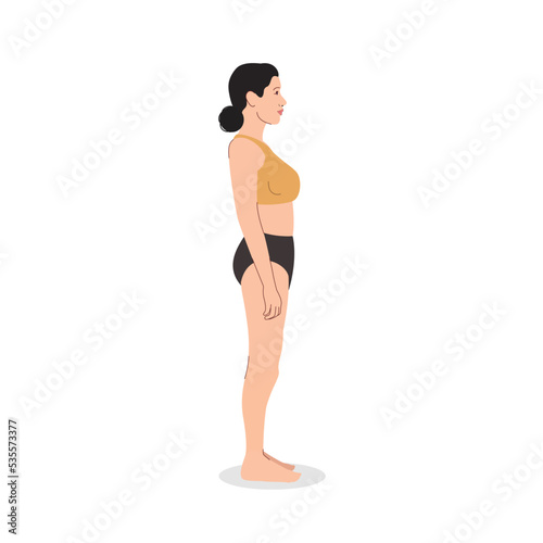 Model sheet of full body profile, side view of  woman