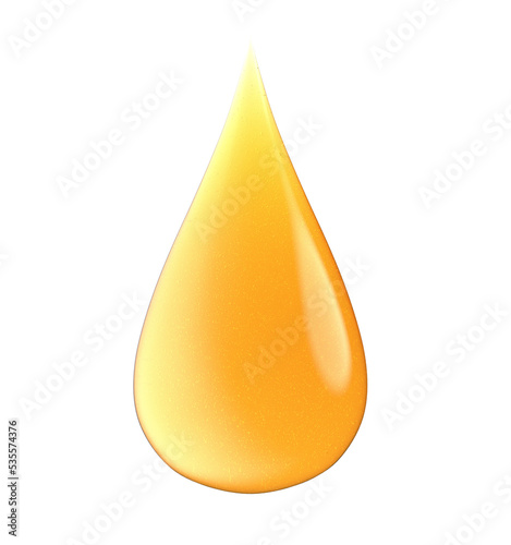Drop of Yellow Liquid, oil. Transparent background, png