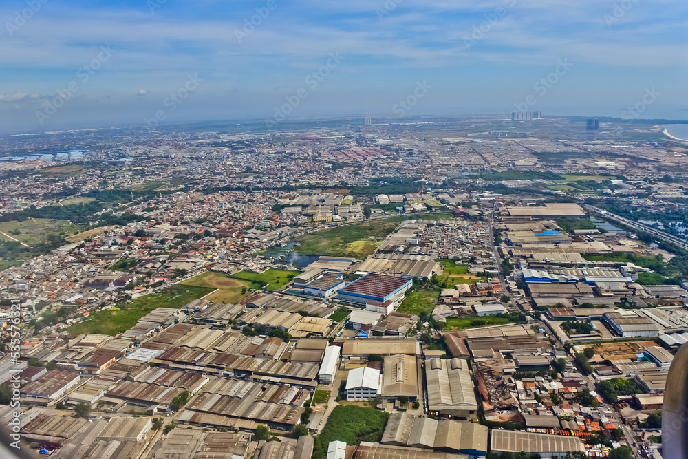 Fototapeta premium Jakarta Bay seen from the sky