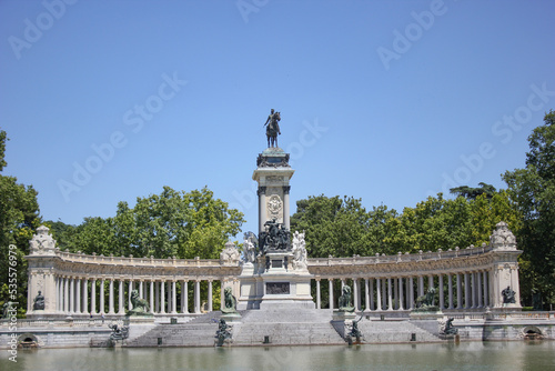 Retiro Park Big Lake monument in Madrid, Spain