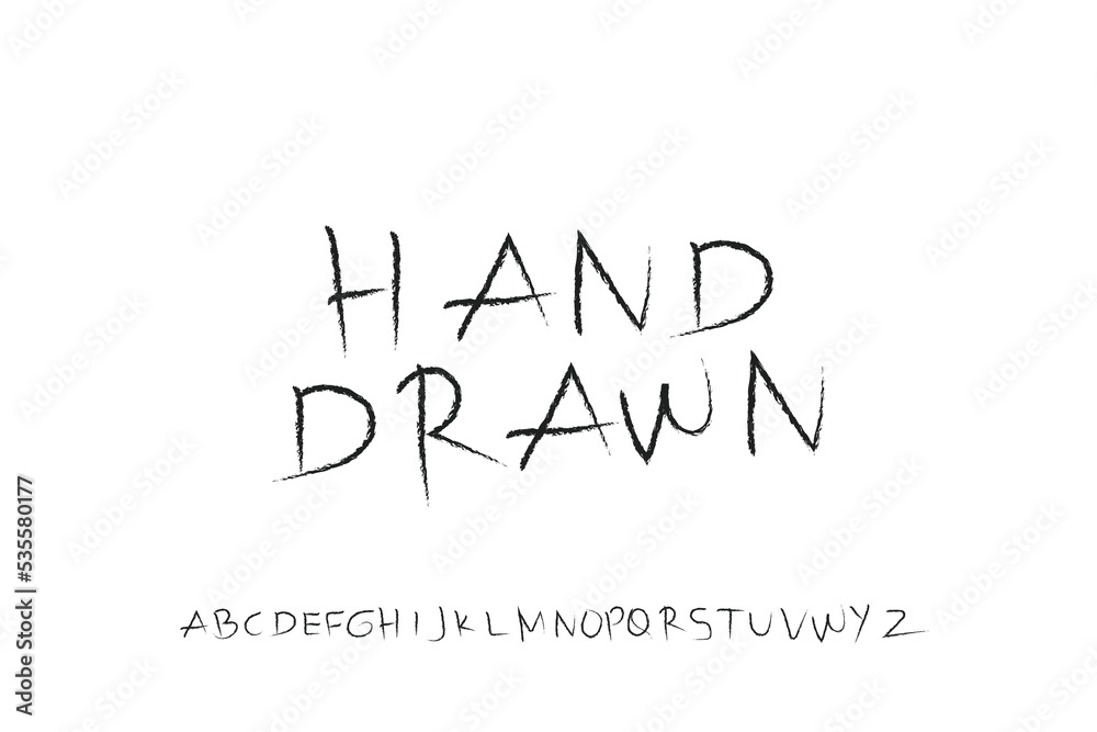 hand drawn brushed alphabet set