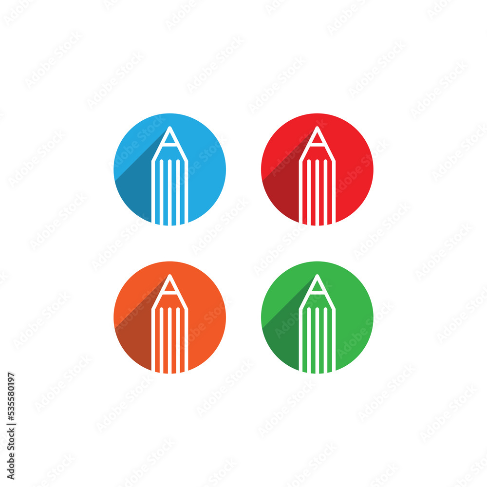 school pencil icon logo with color variations school pencil icon logo with color variations