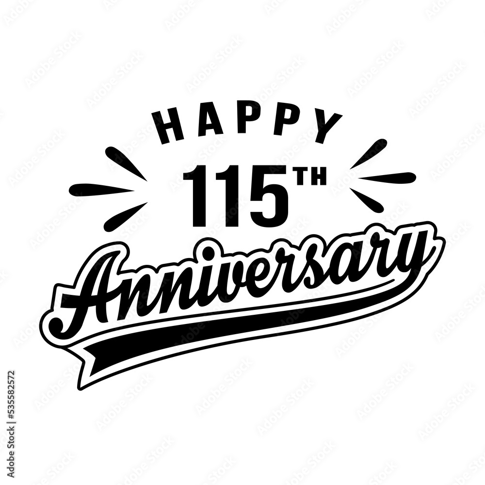 Happy 115th Anniversary. 115 years anniversary design template. Vector and illustration.