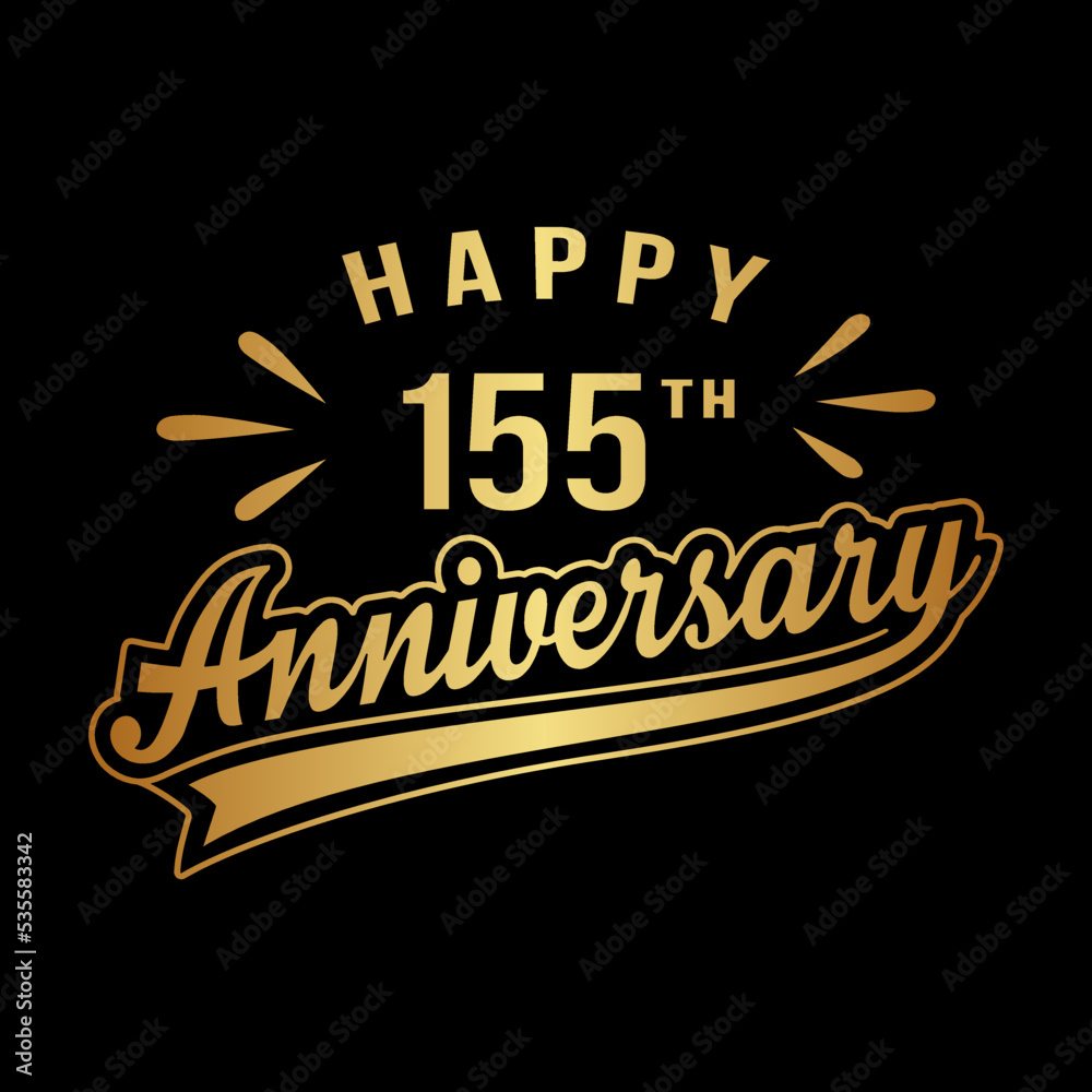 Happy 155th Anniversary. 155 years anniversary design template. Vector and illustration.