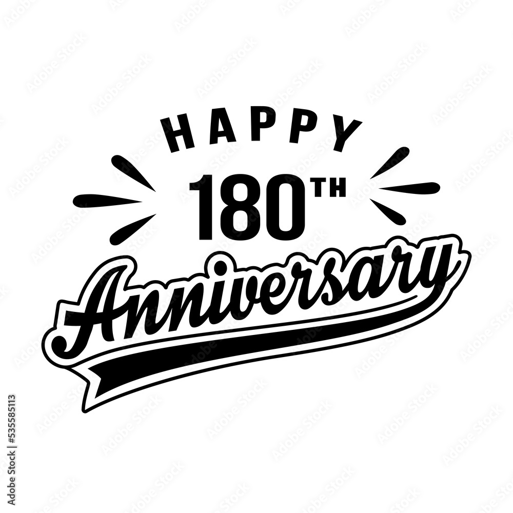 Happy 180th Anniversary. 180 years anniversary design template. Vector and illustration.