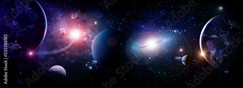 Obraz na płótnie Planets and galaxy in outer space. Elements of this Image Furnished by NASA w salonie