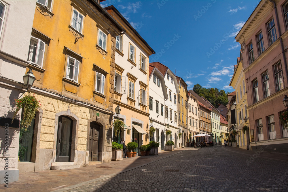 The picturesque Gornji Trg street in the upper old town of central Ljubljana
