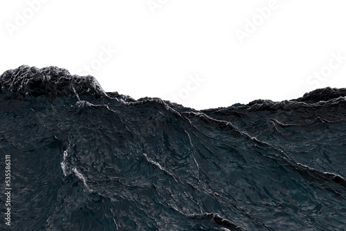 Big waves in a storm across the ocean on transparent background