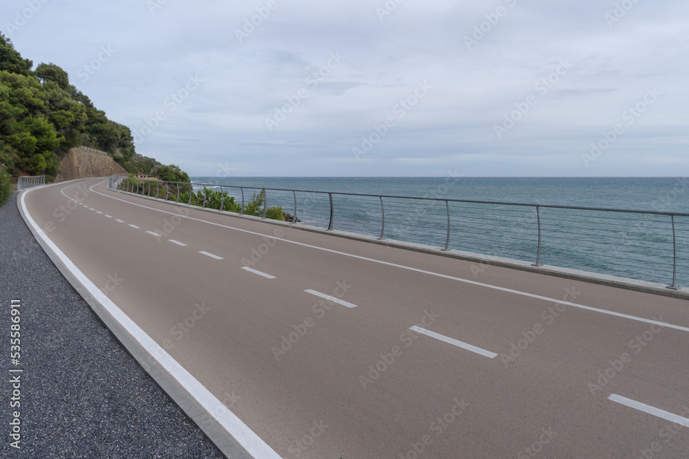 Fototapeta premium Riviera coastal bike path, Liguria, Italy