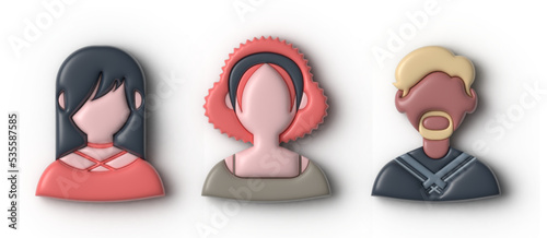 Set of vector 3d avatars. Young stylish people. Element for design and illustrations. bubble style.  Womans and mans lifestyle.