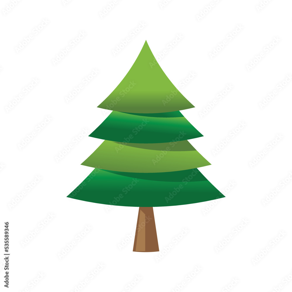 Pine tree illustration vector flat design template Pine tree illustration vector flat design template